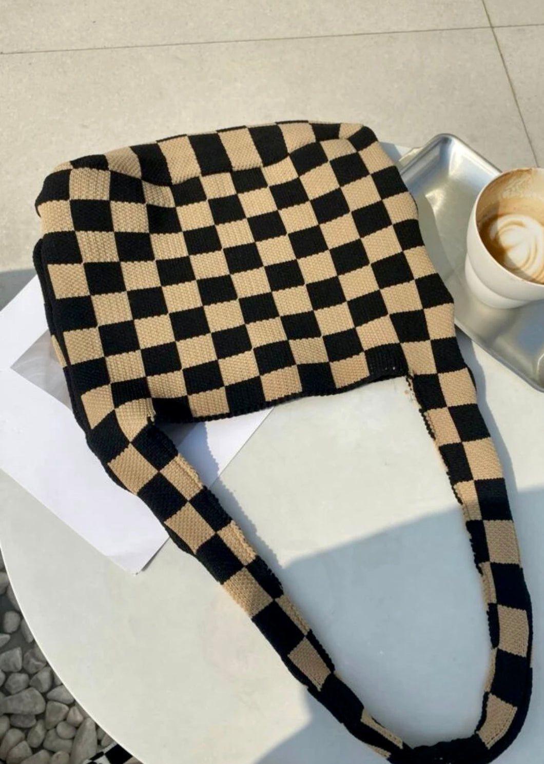 Brown Checkerboard Bag